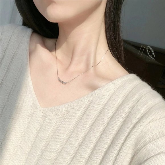 *NEW 925 Sterling Silver Simple Bar Necklace - Picture 11 of 15